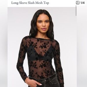 Abercrombie & Fitch long sleeve slash mesh top